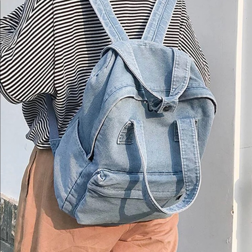FRONT POCKET DENIM BACKPACK